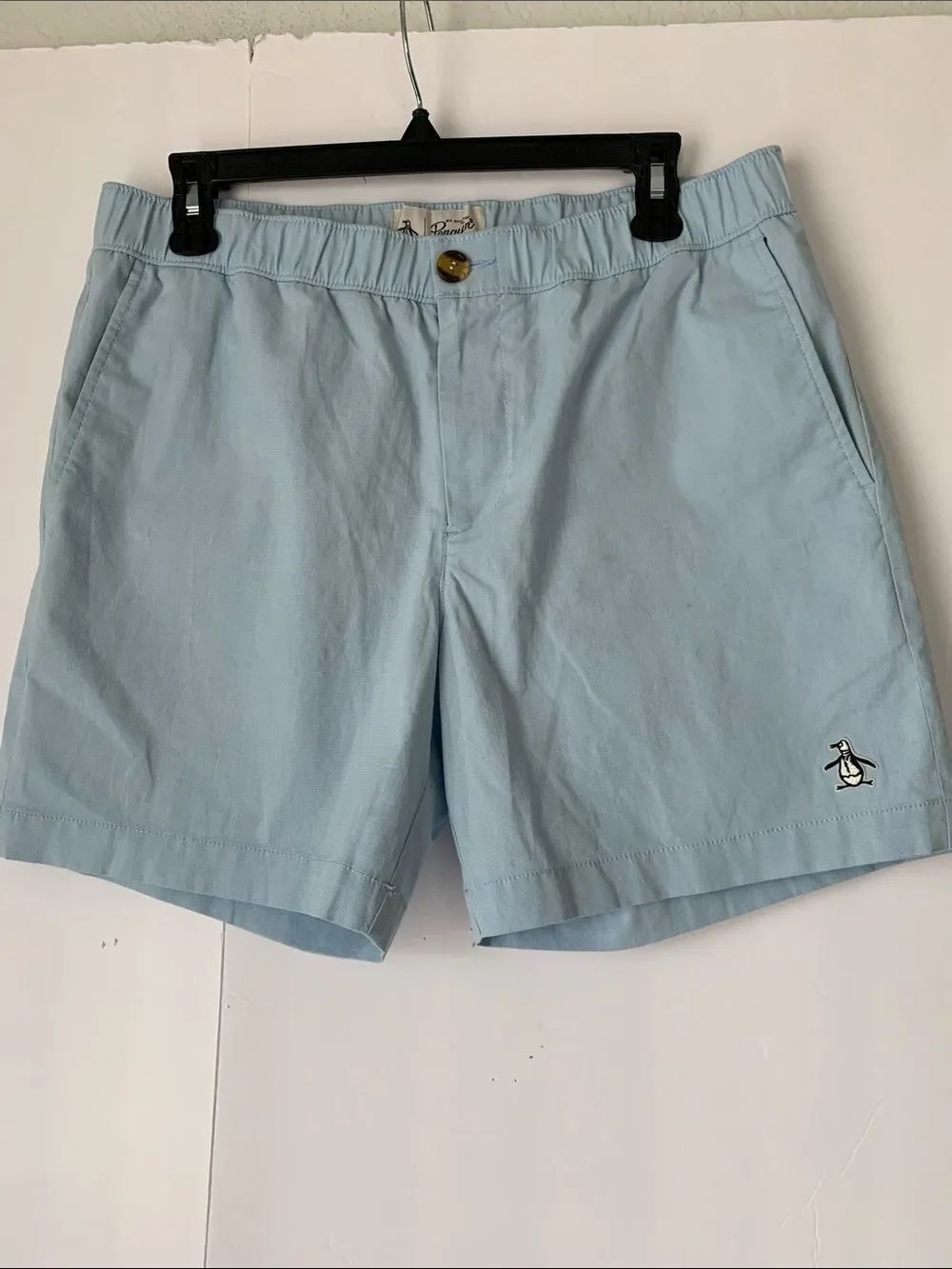 Original Penguin Men’s Light Blue Flat-Front Pockets Shorts Size M